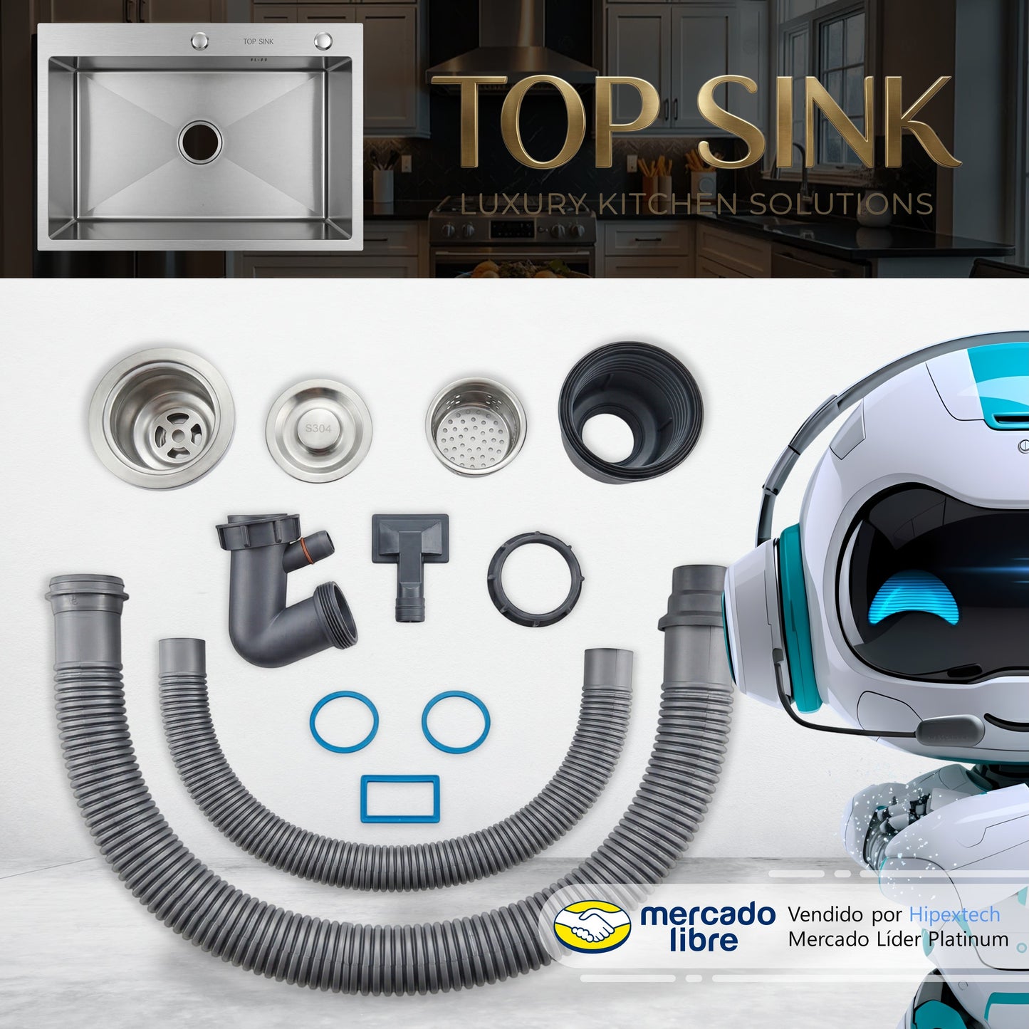 Fregadero / Lavaplatos Una Tina Empotrable 70x50 cm Top Sink