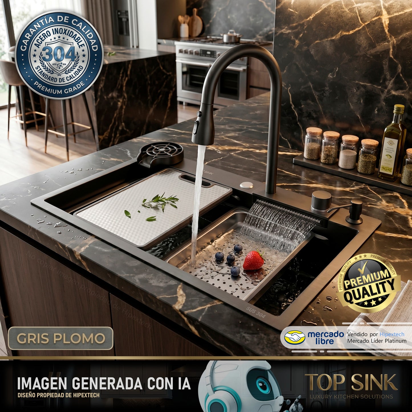 Set Fregadero / Lavaplatos De Lujo Una Tina 75x46cm Top Sink